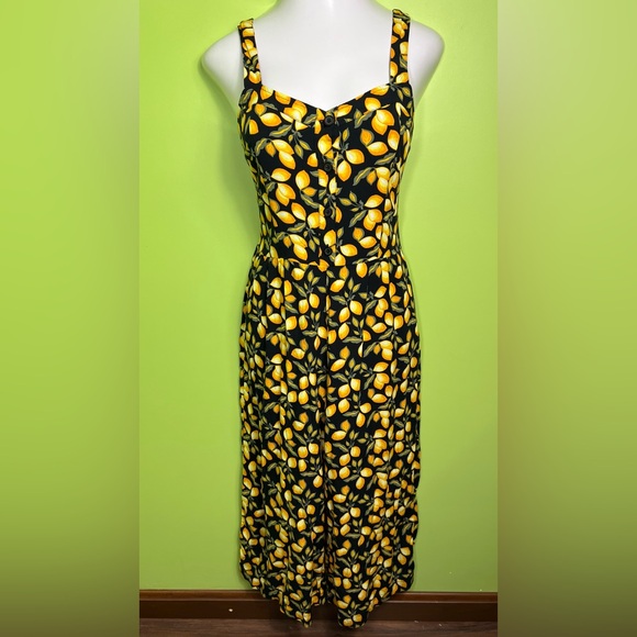 LOFT Pants - LOFT Lemons Graphic Print Cropped Wide Leg Tank Jumpsuit size M